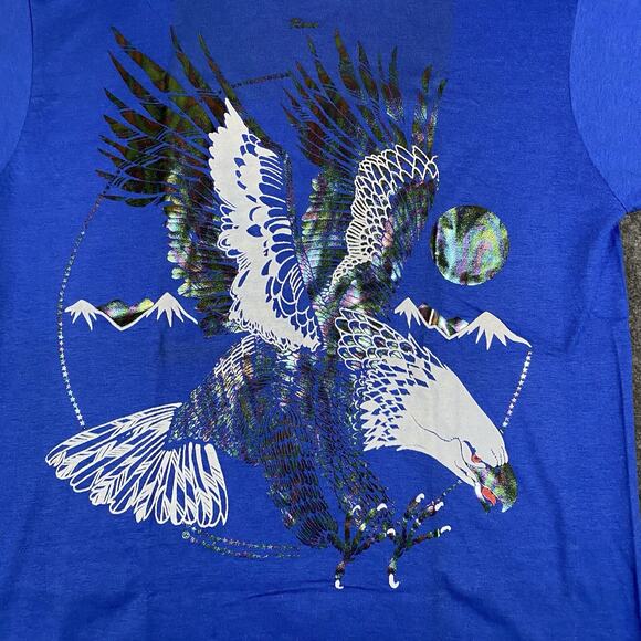 VTG T Shirt Screen Stars Reno L Blue Gold Foil Eagle Single Stitch Robert Walton - Picture 1 of 13
